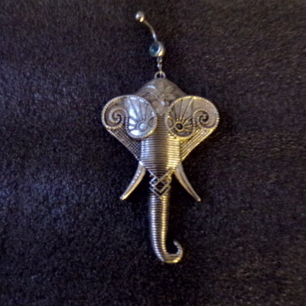 Navel Piercing ~ Bull Elephant Head W/ Head Dress